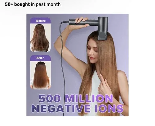 High-Speed Hair Dryer 160000 RPM Ionic Motor w/ Nozzles image indicator(3)