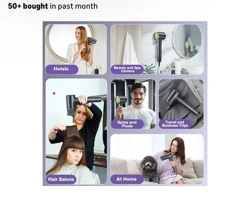 High-Speed Hair Dryer 160000 RPM Ionic Motor w/ Nozzles image indicator(6)