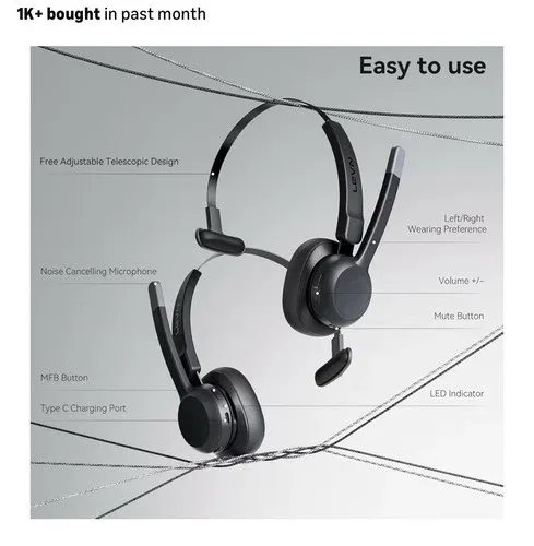 LEVN Bluetooth 5.2 Trucker Headset image indicator(4)
