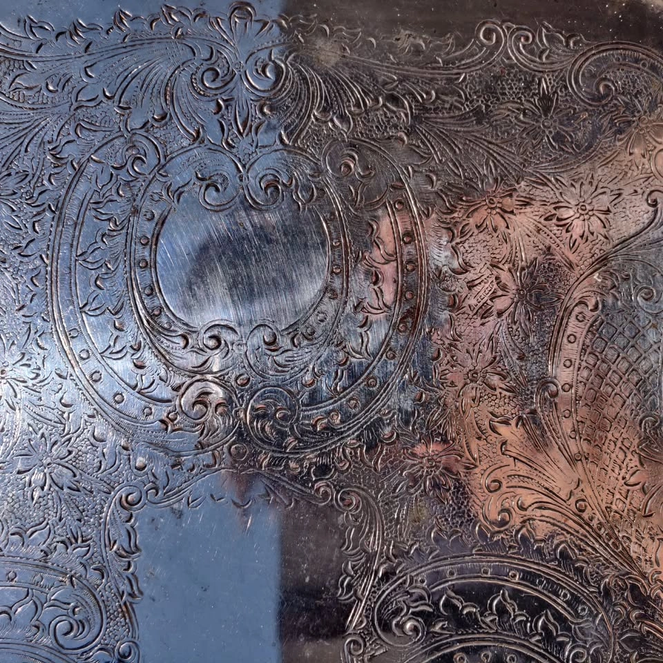 Antique Silver Serving Tray - photo 2
