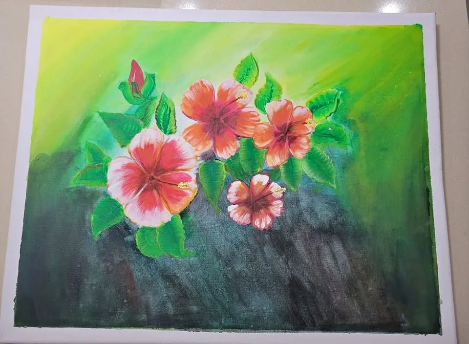 Handmade Floral Canvas Painting – Hibiscus Art