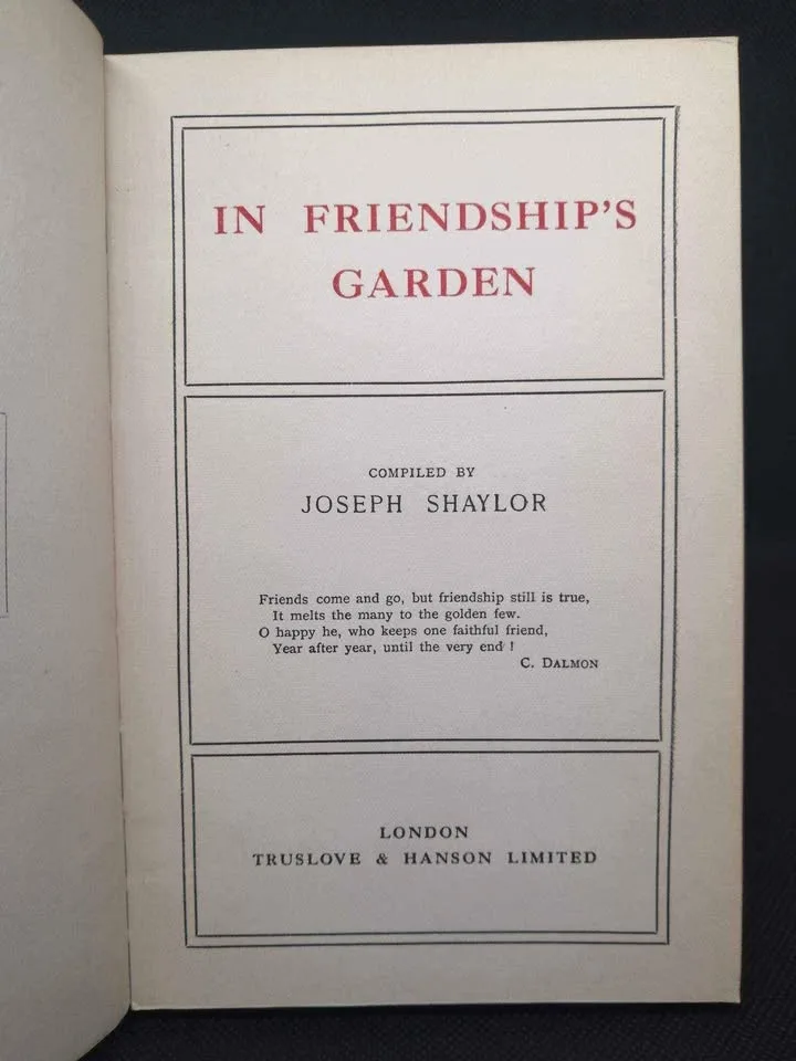 1908 In Friendship's Garden By Joseph Shaylor, 1st Edition image indicator(9)