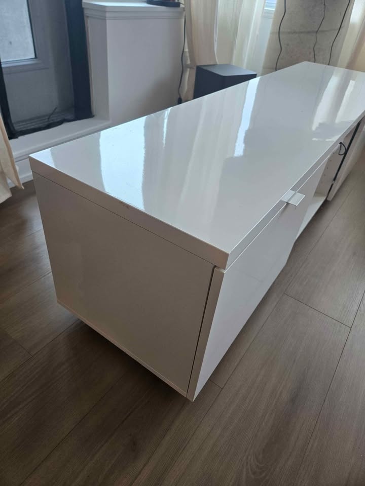 IKEA BYAS TV STAND WHITE - photo 3