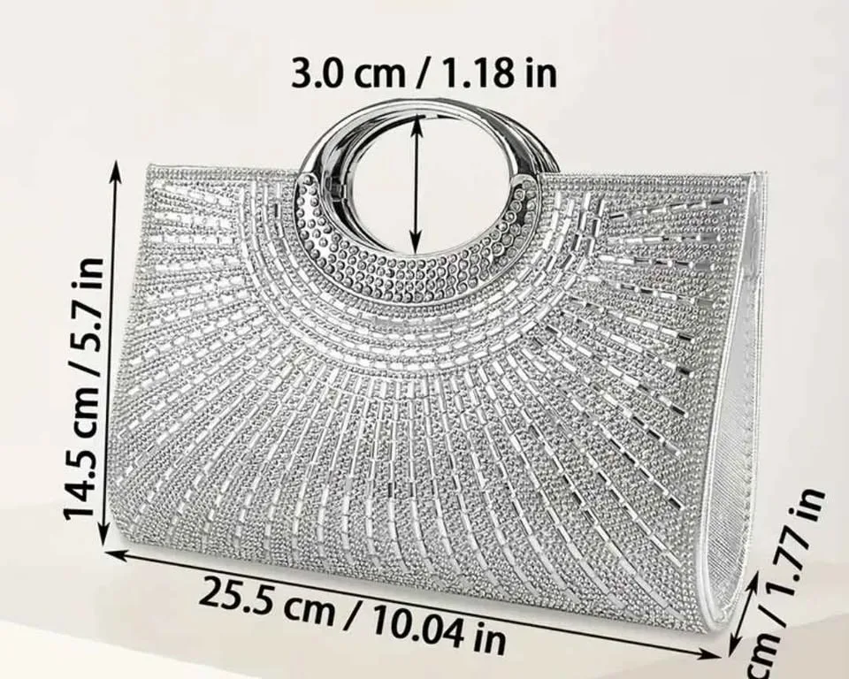 Brand new silver sparkling rhinestone evening party bag image indicator(2)
