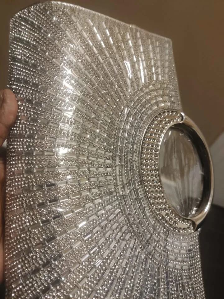 Brand new silver sparkling rhinestone evening party bag image indicator(8)