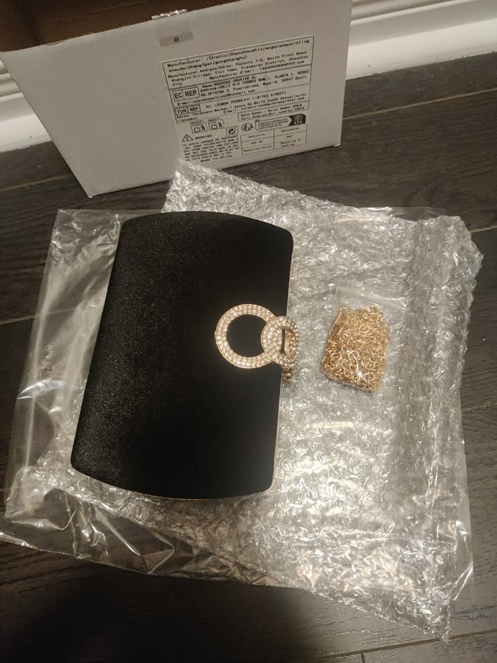Brand new luxury black velvet women party clutch purse - photo 4