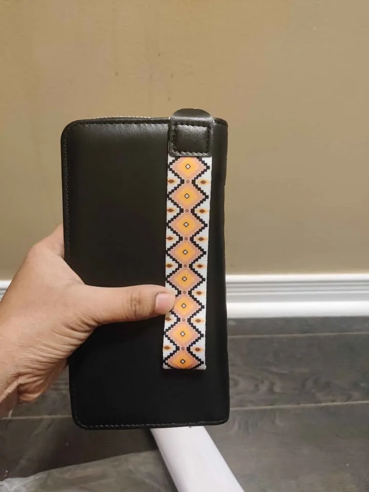 Brand new black color elegant faux leather phone. Wallet image indicator(5)