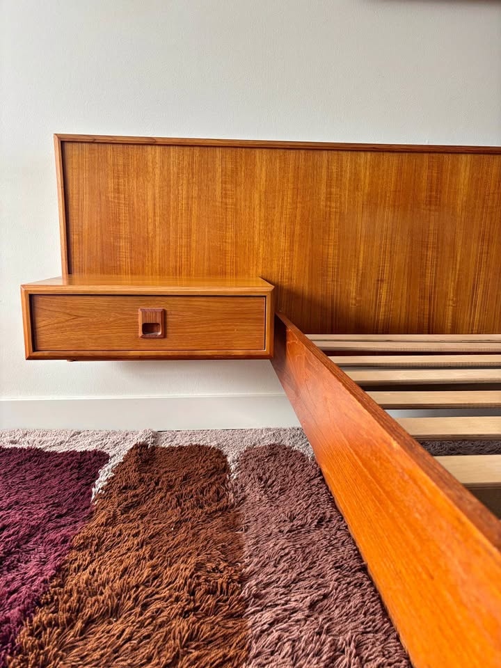 Midcentury Teak Bed with floating night tables