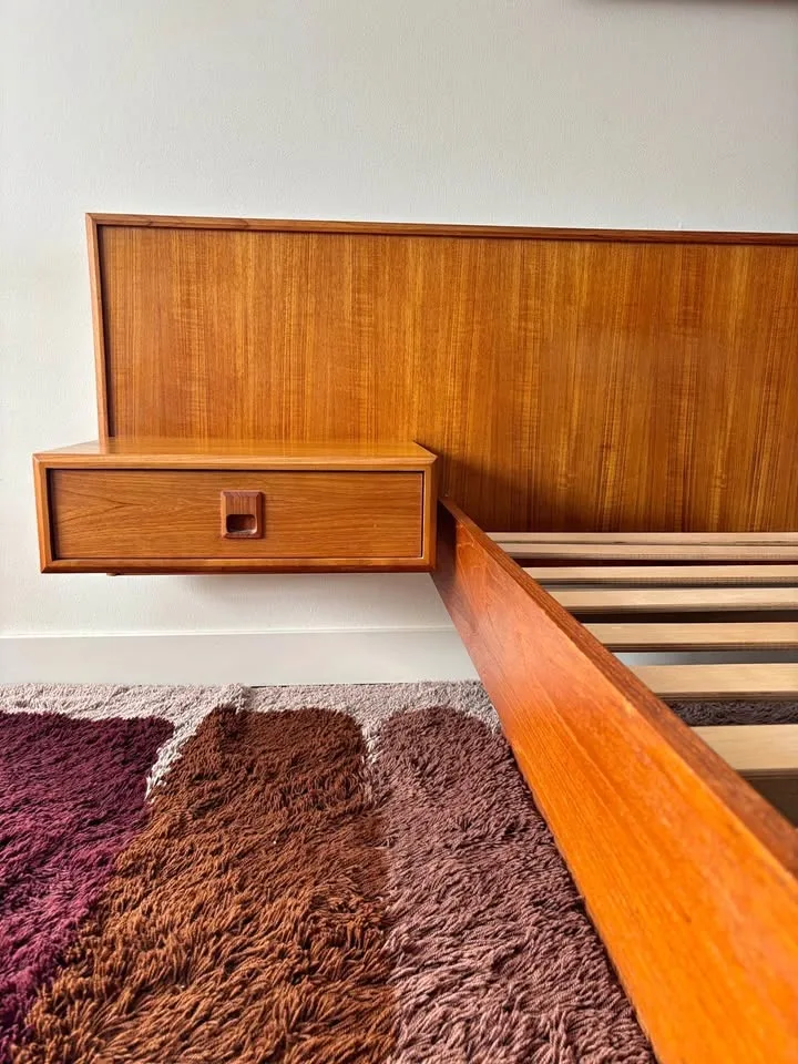 Midcentury Teak Bed with floating night tables