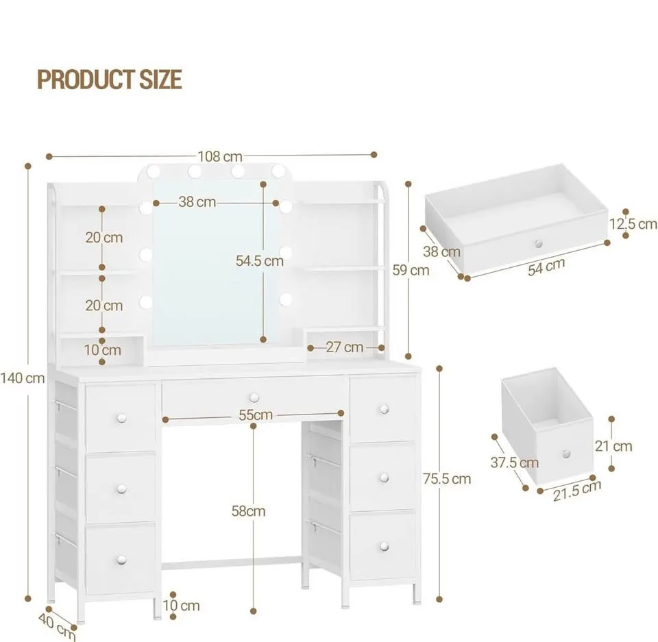 Brand New - Vanity Desk with Light 3-Color LED image indicator(2)