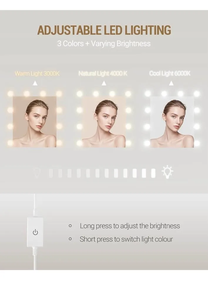 Brand New - Vanity Desk with Light 3-Color LED image indicator(6)