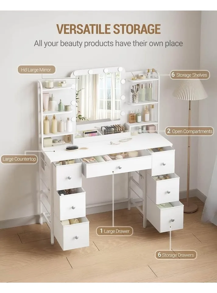 Brand New - Vanity Desk with Light 3-Color LED image indicator(7)