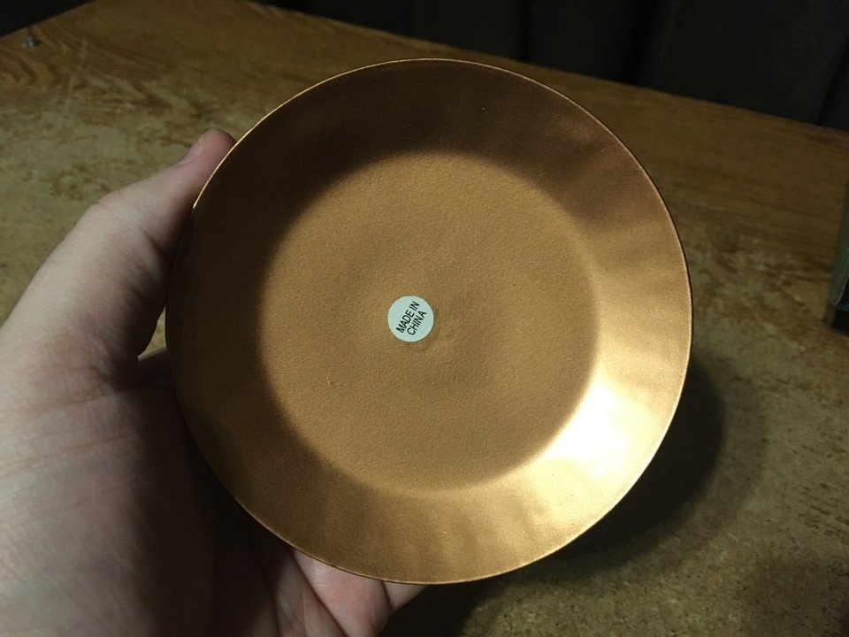 COPPER CANDLE HOLDER THREE HOLDERS 7" - photo 4