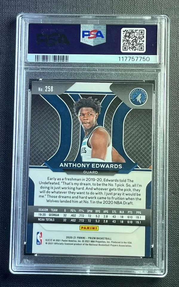 2020-21 Panini Prizm Anthony Edwards RC PSA 10 image indicator(2)