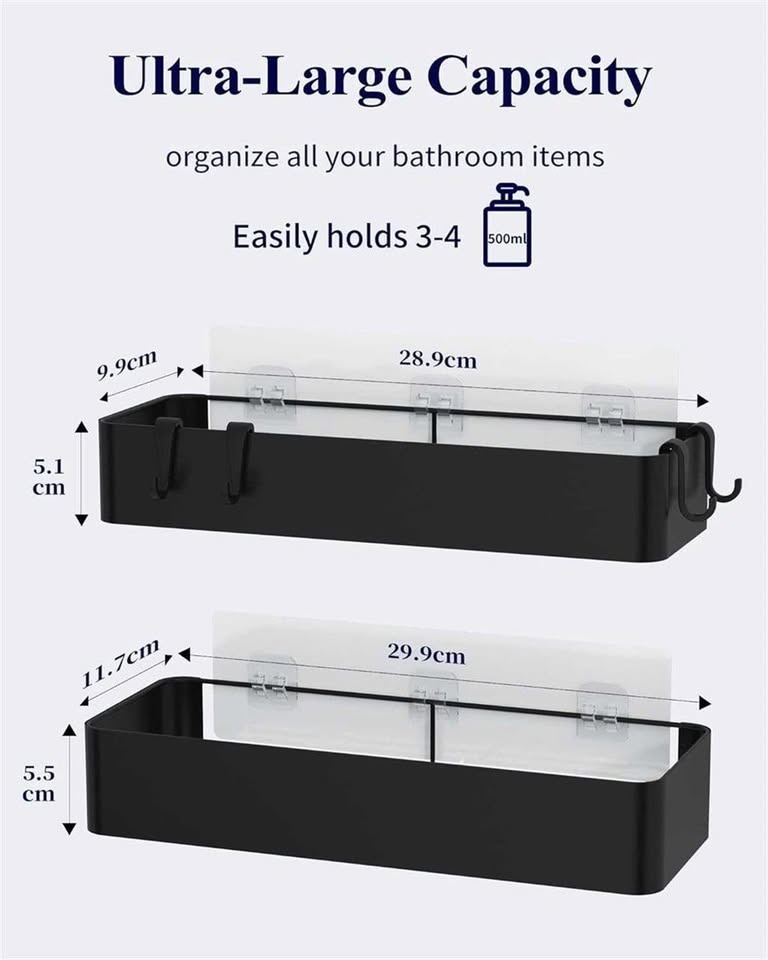Adhesive Large Shower Caddy - Drill-Free, Rustproof 2 Pack - photo 2