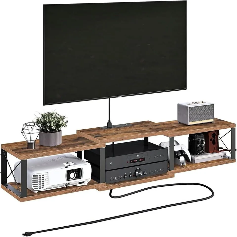 Floating TV Stand with Power Outlet, Wall-Mounted - Brand New in