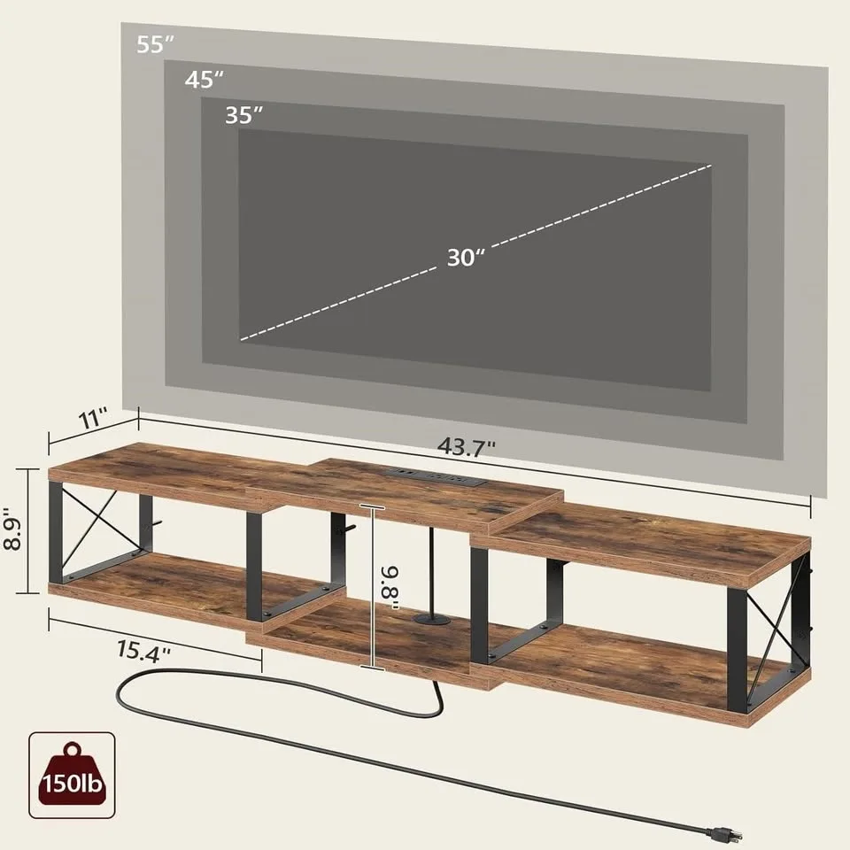 Floating TV Stand with Power Outlet, Wall-Mounted - Brand New in image indicator(2)