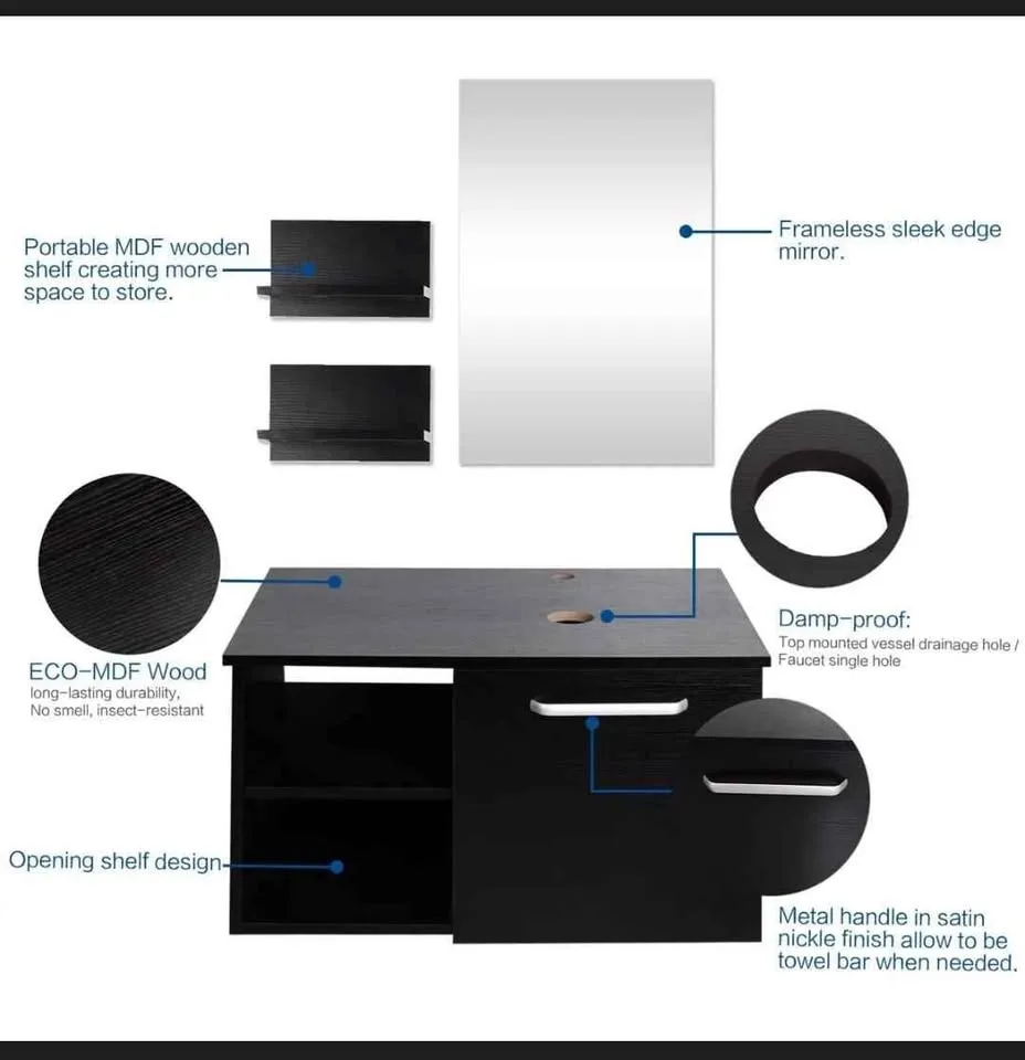 New in Box. 28in Floating Vanity Cabinet with Mirror image indicator(8)