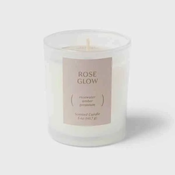 Threshold 5oz Glass Jar Candle Rose Glow thumbnail