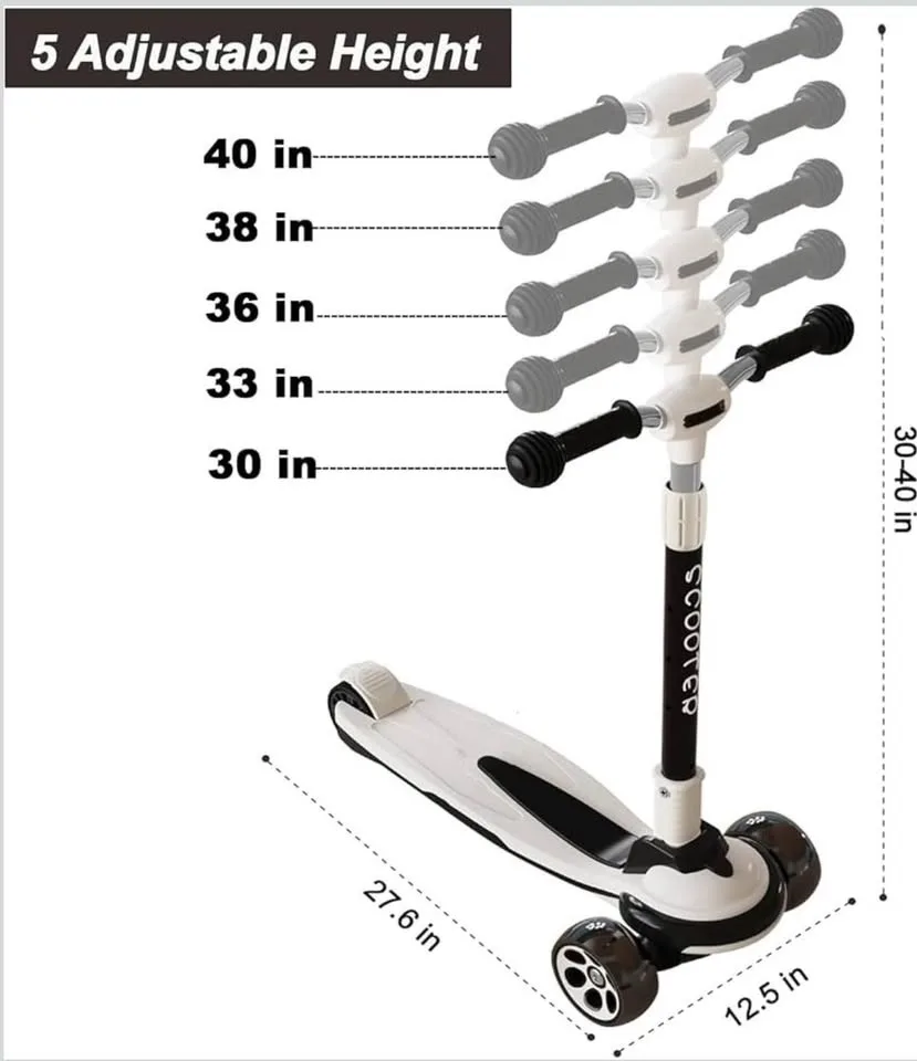 Kids Kick Scooter – Adjustable, Foldable, LED Wheels image indicator(3)