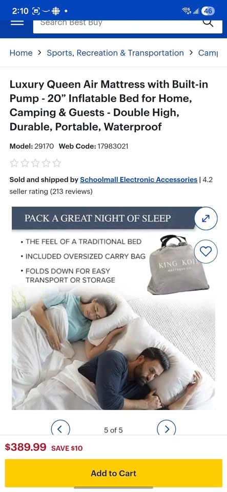 🆕️King Koil Queen Air Mattress w/ Built-in Pump - photo 4