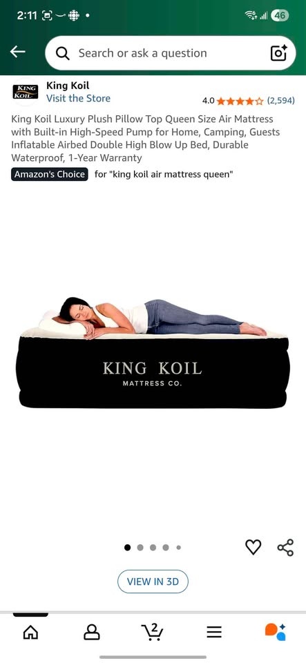 🆕️King Koil Queen Air Mattress w/ Built-in Pump - photo 5