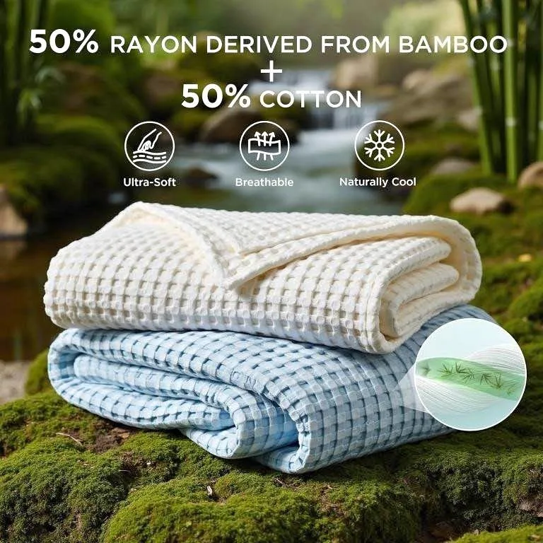 Bedsure Cooling Cotton Waffle Twin XL Blanket -
