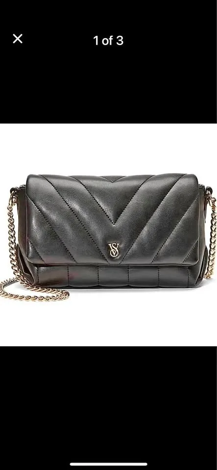 Victoria's Secret Black Quilted Crossbody Bag - Excellent Condit
