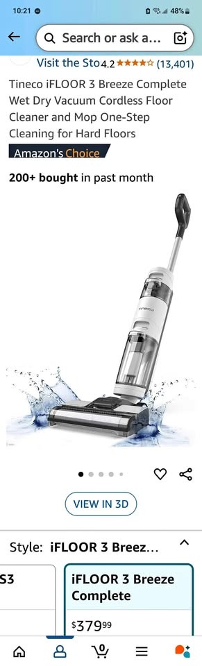 Like New Tineco iFloor 3 Ultra Lightweight Cordless Wet/Dry Vac