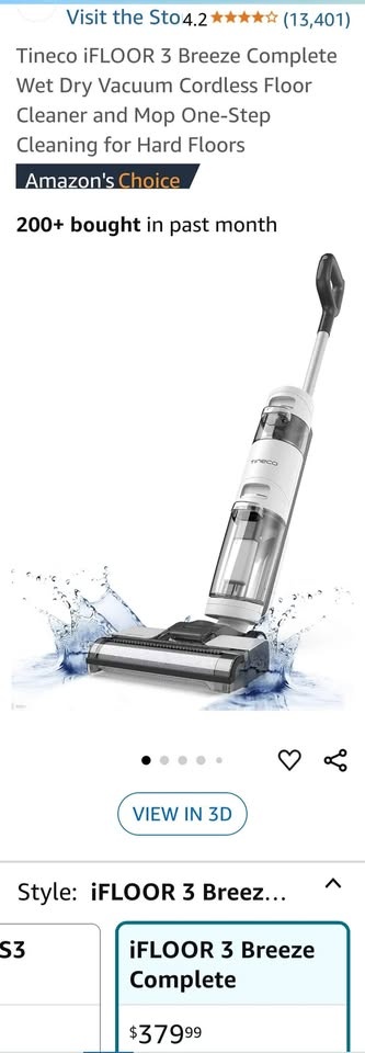Like New Tineco iFloor 3 Ultra Lightweight Cordless Wet/Dry Vac - photo 3