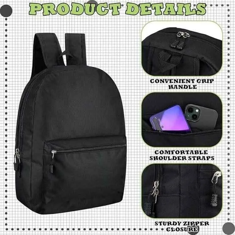 NEW - Light Weight Backpack Black image indicator(2)