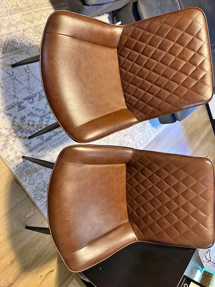 Pair of Dining chairs high quality leather upholstered