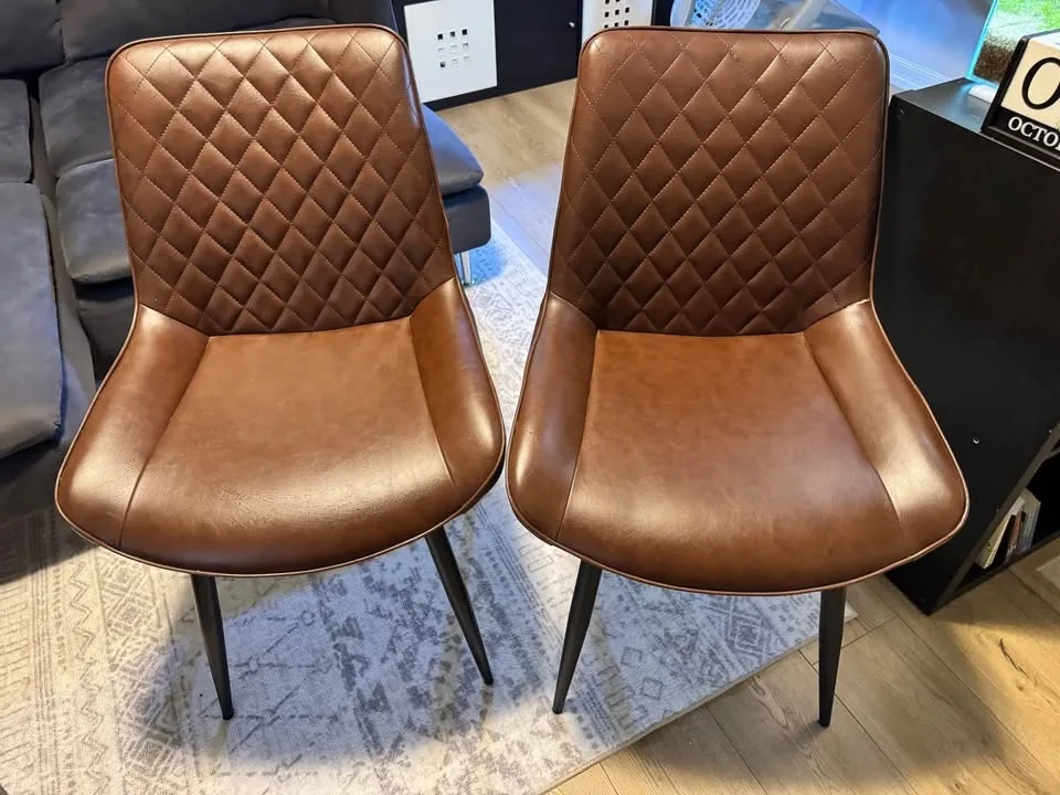 Pair of Dining chairs high quality leather upholstered image indicator(2)