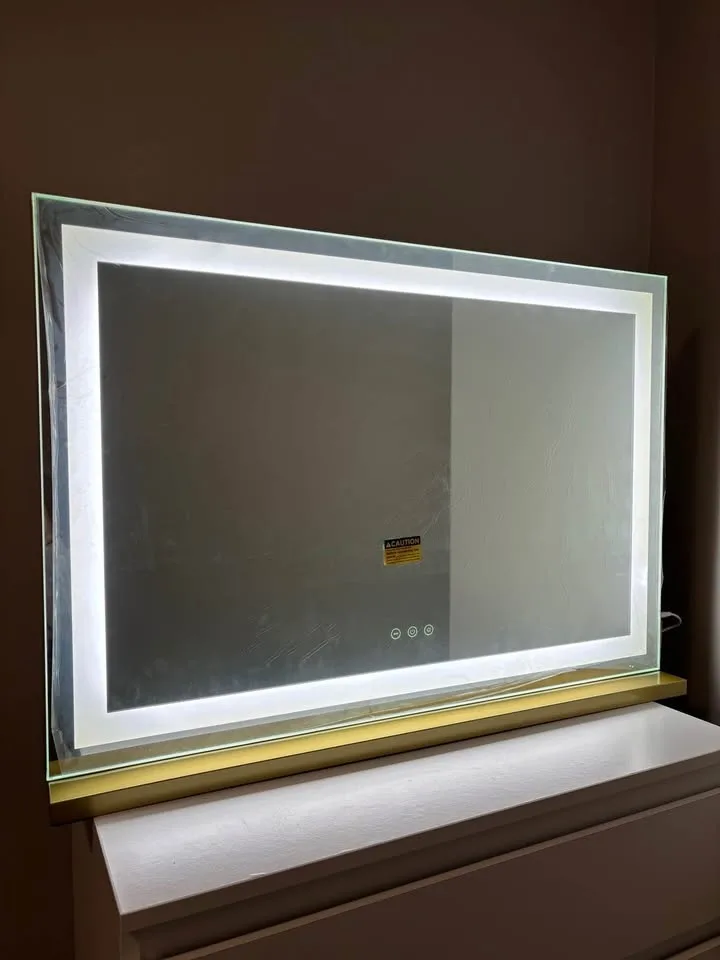 Gold LED Vanity Mirror with lights 32”x 22” image indicator(2)