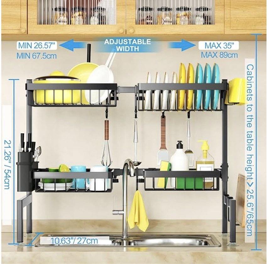 Over-the-Sink Dish Drying Rack – Adjustable 2-Tier (Like New!) - photo 3