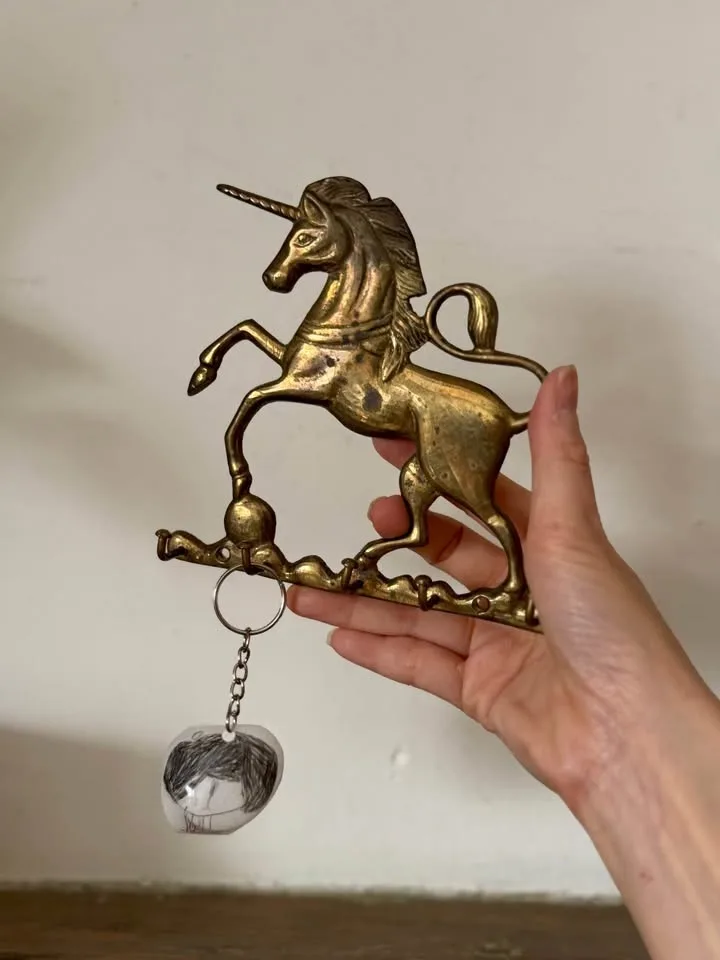 Vintage Brass Unicorn Key Holder Wall Hook Rack image indicator(2)