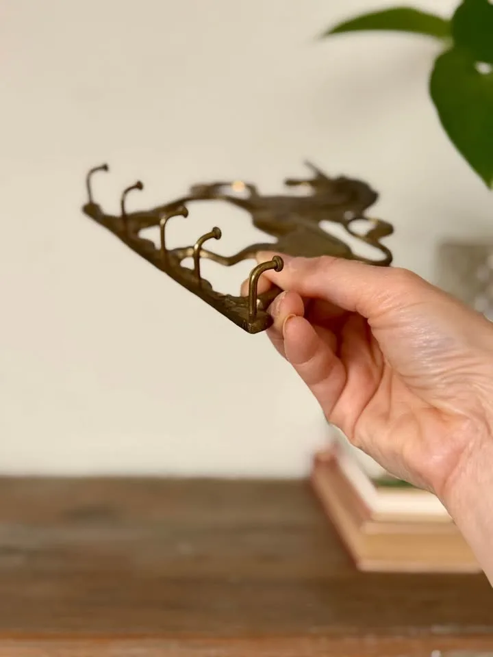 Vintage Brass Unicorn Key Holder Wall Hook Rack image indicator(3)