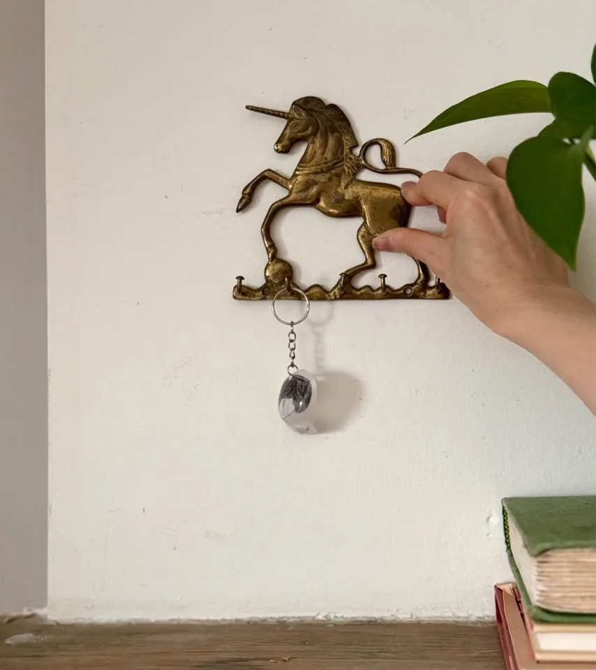 Vintage Brass Unicorn Key Holder Wall Hook Rack image indicator(5)