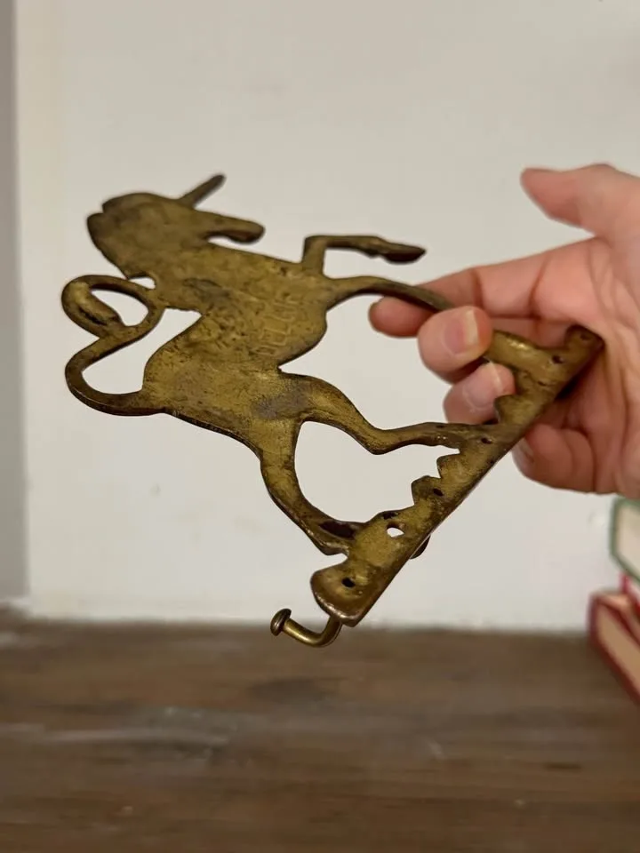 Vintage Brass Unicorn Key Holder Wall Hook Rack image indicator(6)