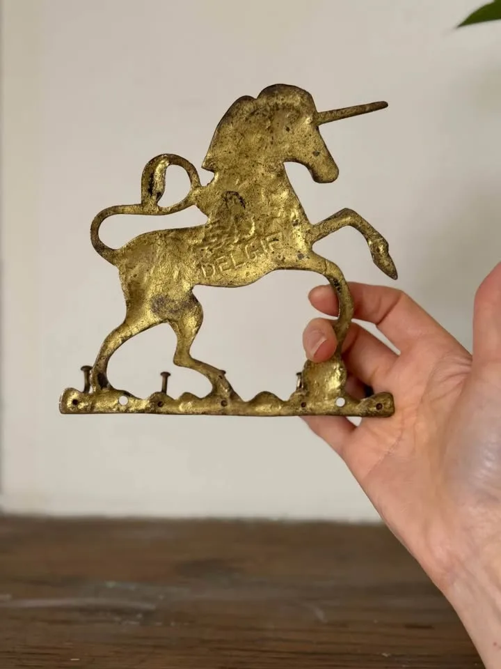 Vintage Brass Unicorn Key Holder Wall Hook Rack image indicator(7)