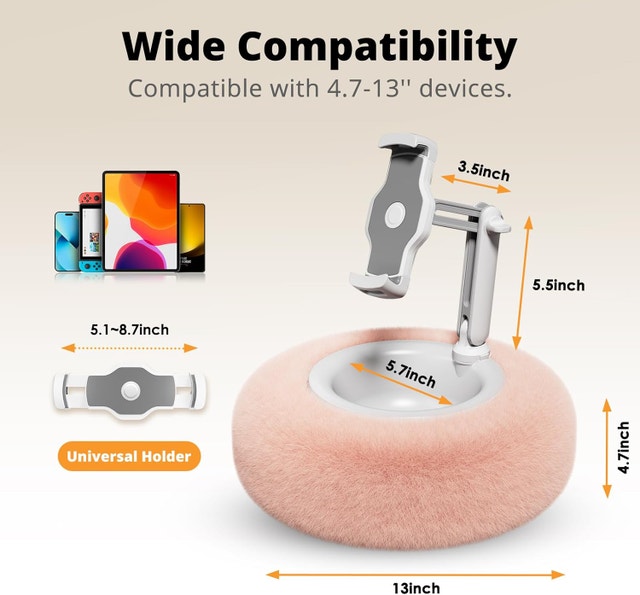 (New) Tablet Stand Pillow – Pink Plush with Snack Bowl - photo 3