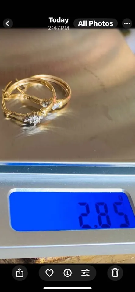 Antique Stamped 10k Gold Hoops 18 Diamonds image indicator(3)