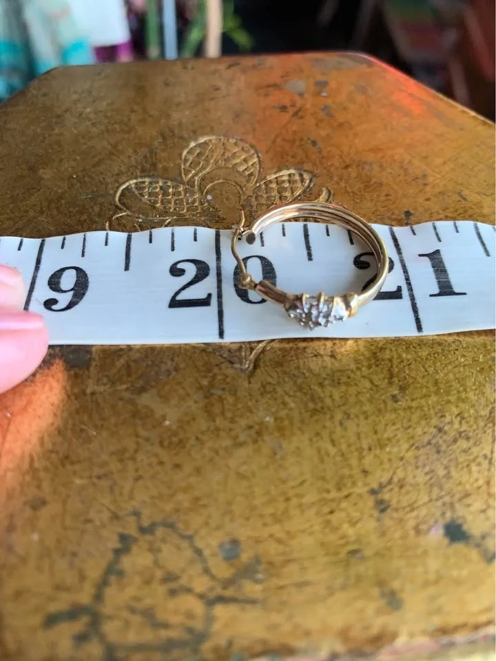 Antique Stamped 10k Gold Hoops 18 Diamonds image indicator(4)