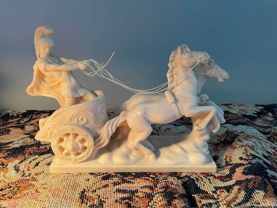 Vintage Santini Horses Pulling Roman Soldier Sculpture - photo 2