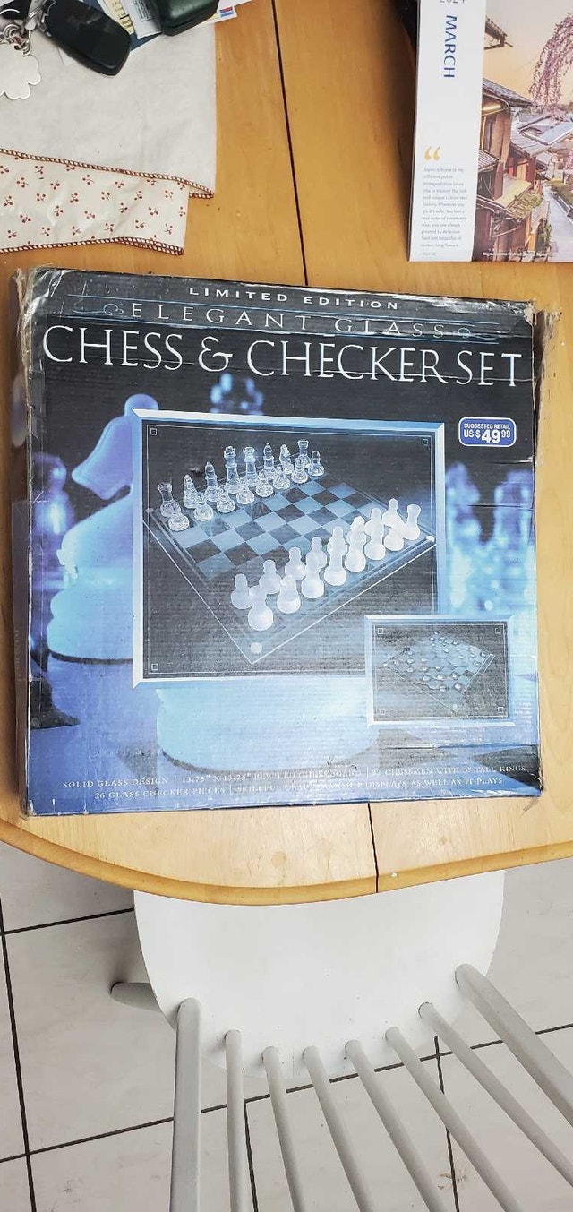 Glass Chess and Checker Set. 2 in 1. Limited  Edition