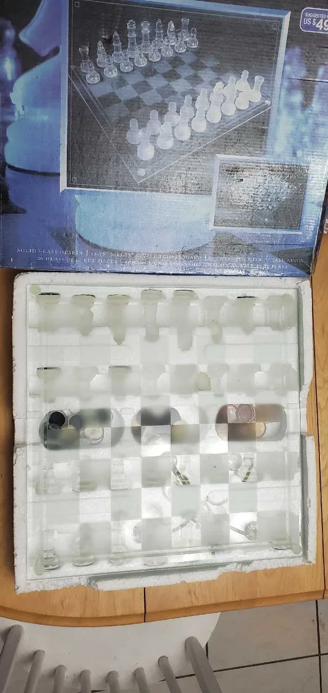Glass Chess and checker set. 2 in 1. #cleanout image indicator(2)