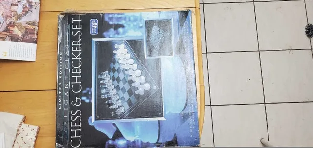 Glass Chess and checker set. 2 in 1. #cleanout image indicator(4)