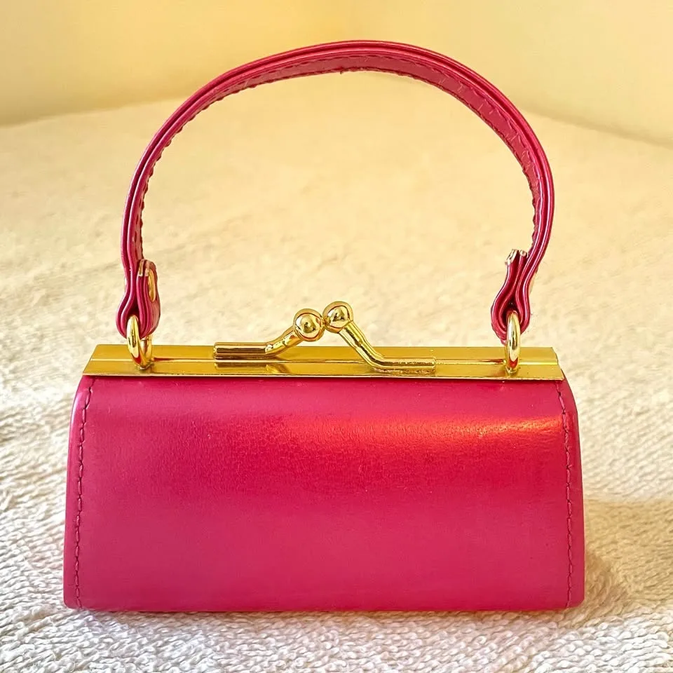 Set of 3 Miniature Handbags - Metallic Pink, White & Blue image indicator(3)