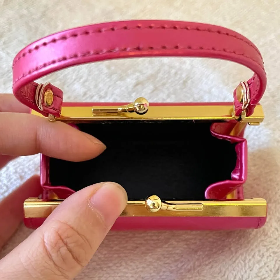 Set of 3 Miniature Handbags - Metallic Pink, White & Blue image indicator(4)