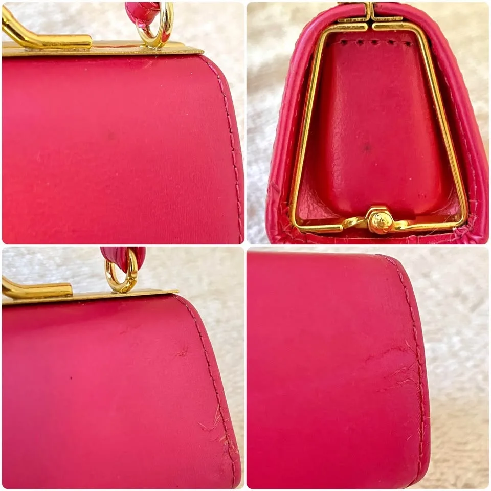 Set of 3 Miniature Handbags - Metallic Pink, White & Blue image indicator(6)